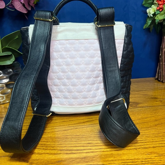 Betsey Johnson Quilted Pink and Black Backpack - Picture 3 of 4